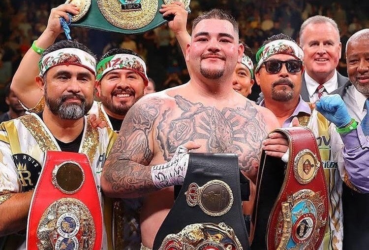 Boxer Andy Ruiz shows off huge back tattoo with bum cheeks done too   Daily Star